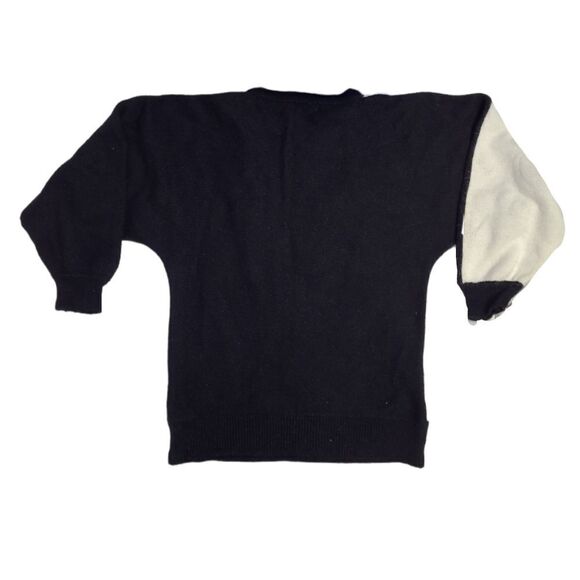 VINTAGE 90s dolman sleeve sweater black white pink oversized S‎ - Picture 3 of 7